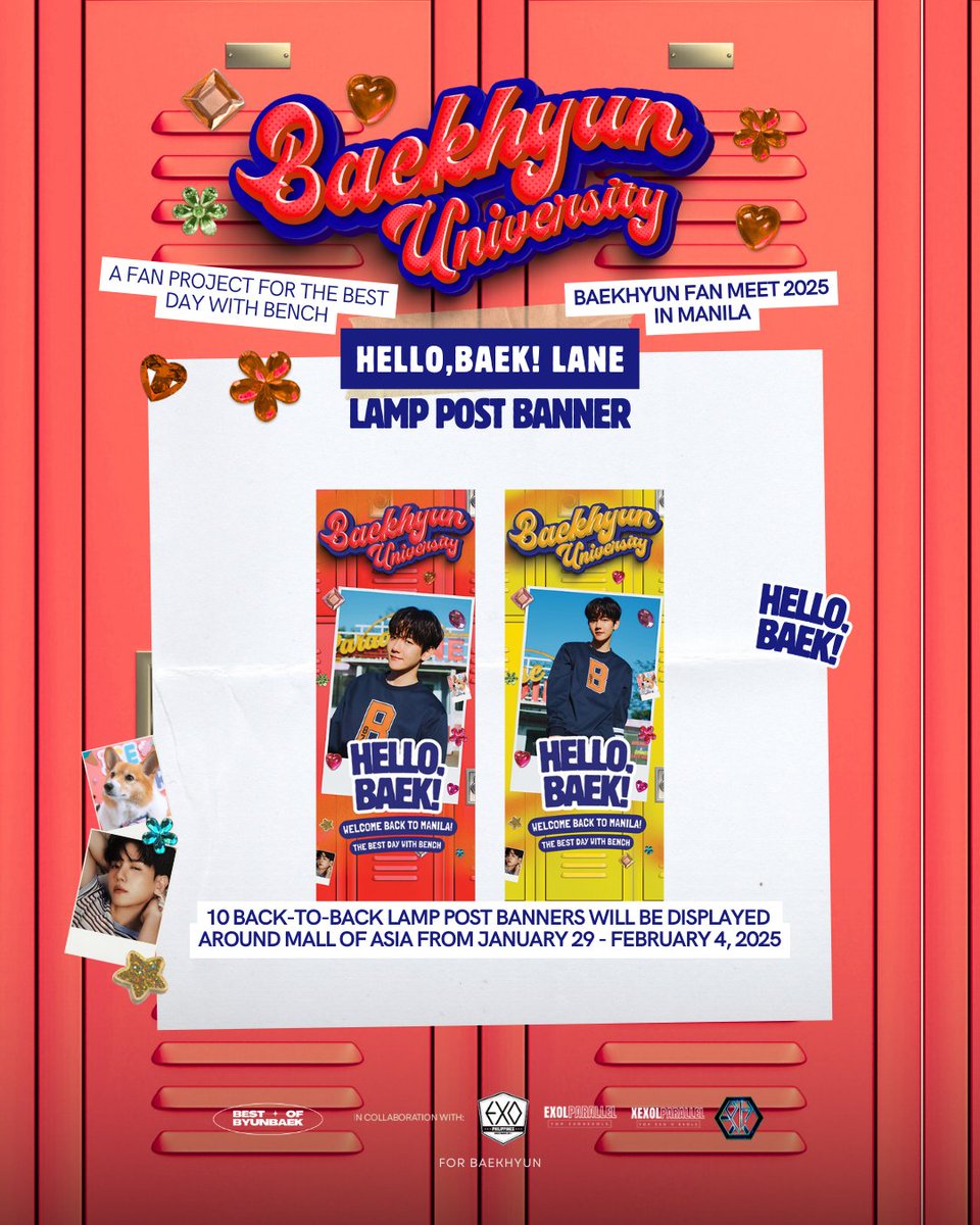 bestofbyunbaek's tweet photo. ✨️ HELLO,BAEK! LANE ✨️

Prep your ♥️ fits and 📸 capture your ultimate best day experience beside the #BaekhyunUniversity LAMP POST BANNERS!

Spot them from Jan 29 to Feb 4 at Mall of Asia 🤩  

More details below 👇

#BENCHxBAEKHYUN
#백현 #BAEKHYUN https://t.co/J11qkq9Hgu