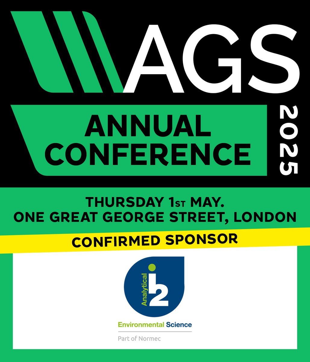 Association of Geotechnical and Geoenvironmental (@agsgeotech) on Twitter photo The AGS is pleased to announce <a href="/i2Analytical/">i2 Analytical, part of Normec</a> are gold sponsor of The AGS Annual Conference 2025, which is taking place on 1st May 2025 at One Great George Street, London.
Thank you for your support!
To register for the conference, visit: ags.org.uk/item/ags-annua… The AGS is pleased to announce <a href="/i2Analytical/">i2 Analytical, part of Normec</a> are gold sponsor of The AGS Annual Conference 2025, which is taking place on 1st May 2025 at One Great George Street, London.
Thank you for your support!
To register for the conference, visit: ags.org.uk/item/ags-annua…