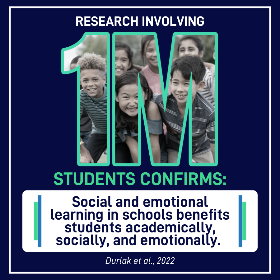 Now more than 30 years into studying #SEL, decades of research involving more than ONE MILLION students proves that social and emotional learning is a force for academic improvement!