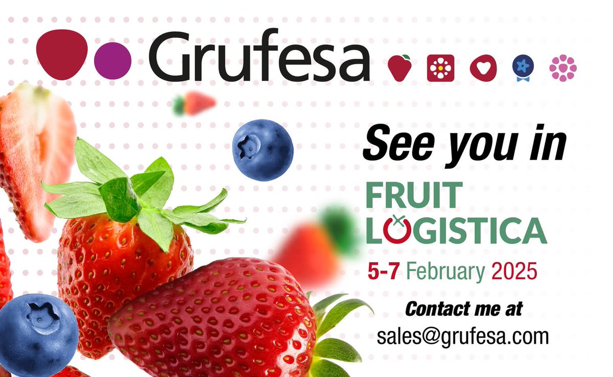 🔊 Volvemos a estar presentes en Fruit Logistica (5-7 febrero, Berlín), una de las ferias de referencia del sector hortofrutícola, para fortalecer relaciones comerciales con nuestros clientes, y dar a conocer las novedades de nuestra oferta.

#grufesa #fresas #strawberries