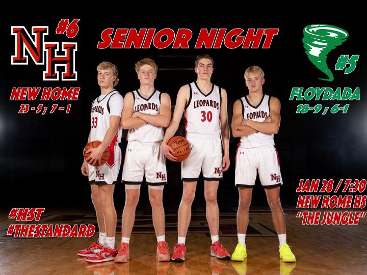 NH Leopards ๐ โ #HST (@newhomehoops) on Twitter photo ๐ 2A #6 New Home (23-5; 7-1)
๐ 2A #5 Floydada (18-9; 6-1)
๐
Jan 28, 2025
๐ The Jungle
๐ New Home, TX
โฐ 7:30 PM
<a href="/STBA_TX/">STBA-TX.com</a> <a href="/806hsscmedia/">Jasone Pearson</a> <a href="/pchristy11/">Pete Christy</a> <a href="/hoopinsider/">Hoopinsider</a> ๐ 2A #6 New Home (23-5; 7-1)
๐ 2A #5 Floydada (18-9; 6-1)
๐
Jan 28, 2025
๐ The Jungle
๐ New Home, TX
โฐ 7:30 PM
<a href="/STBA_TX/">STBA-TX.com</a> <a href="/806hsscmedia/">Jasone Pearson</a> <a href="/pchristy11/">Pete Christy</a> <a href="/hoopinsider/">Hoopinsider</a>