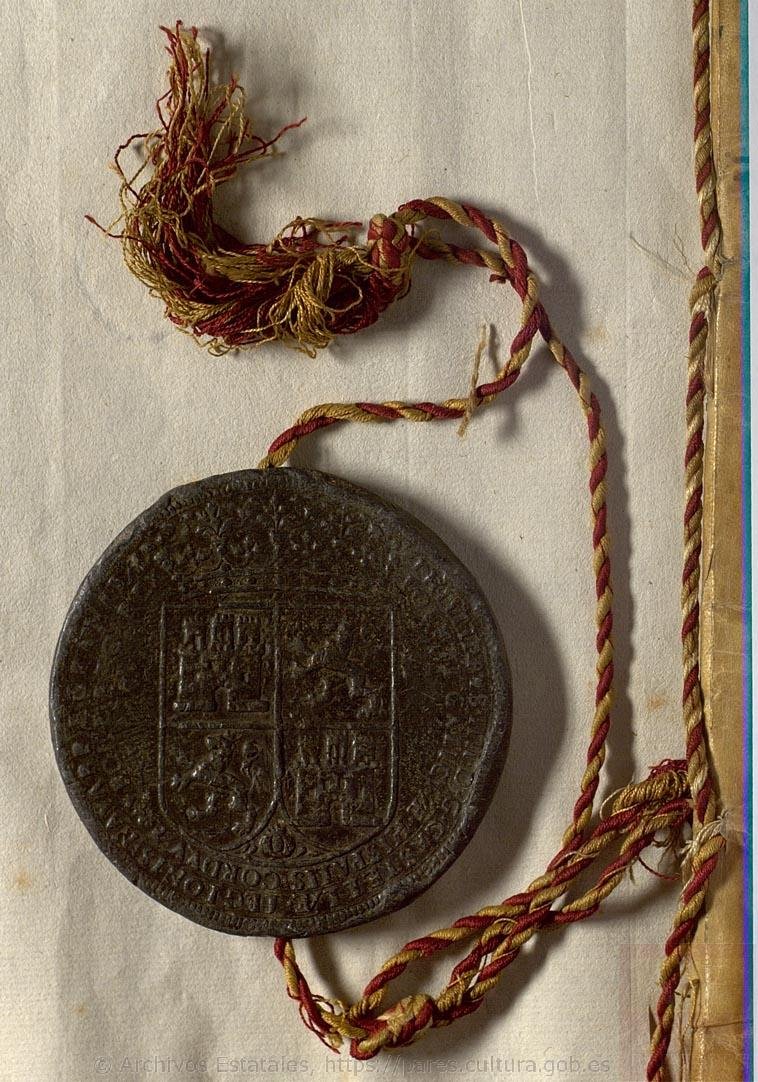 Sello de plomo pendiente de Felipe II. 

Valida una "carta de venta" fechada en 1577.

<a href="/ArchivosEst/">Archivos Estatales</a> Archivo Histórico de la Nobleza, VILLAGONZALO,C.164,D.25 
#lesceaudumardi <a href="/BSigilla/">Base Sigilla 🦋</a> <a href="/sfhs1937/">Société française d'héraldique et sigillographie🦋</a> <a href="/BrunelGhislain/">Brunel Ghislain</a> <a href="/DumoulinValrie2/">Valérie-Alice Dumoulin🦋</a> <a href="/albanperes/">Alban Pérès</a>