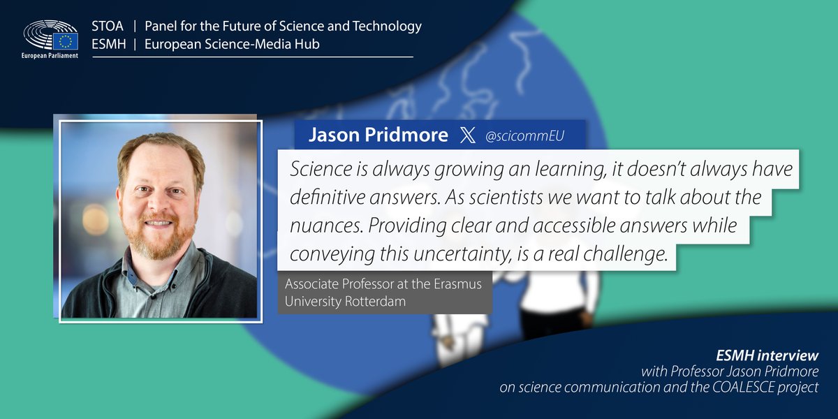EP_ScienceTech's tweet photo. Challenges of #science #communication:

"Knowing how to make use of the resources we have &amp; reaching diverse audiences as we often end up preaching to the choir"

👉Interview with Prof. Pridmore @scicommEU @erasmusuni: https://t.co/SkEaE5eGyr

#ESMH @Twonic #HorizonEU #scicomm https://t.co/nT7kpHDA8O