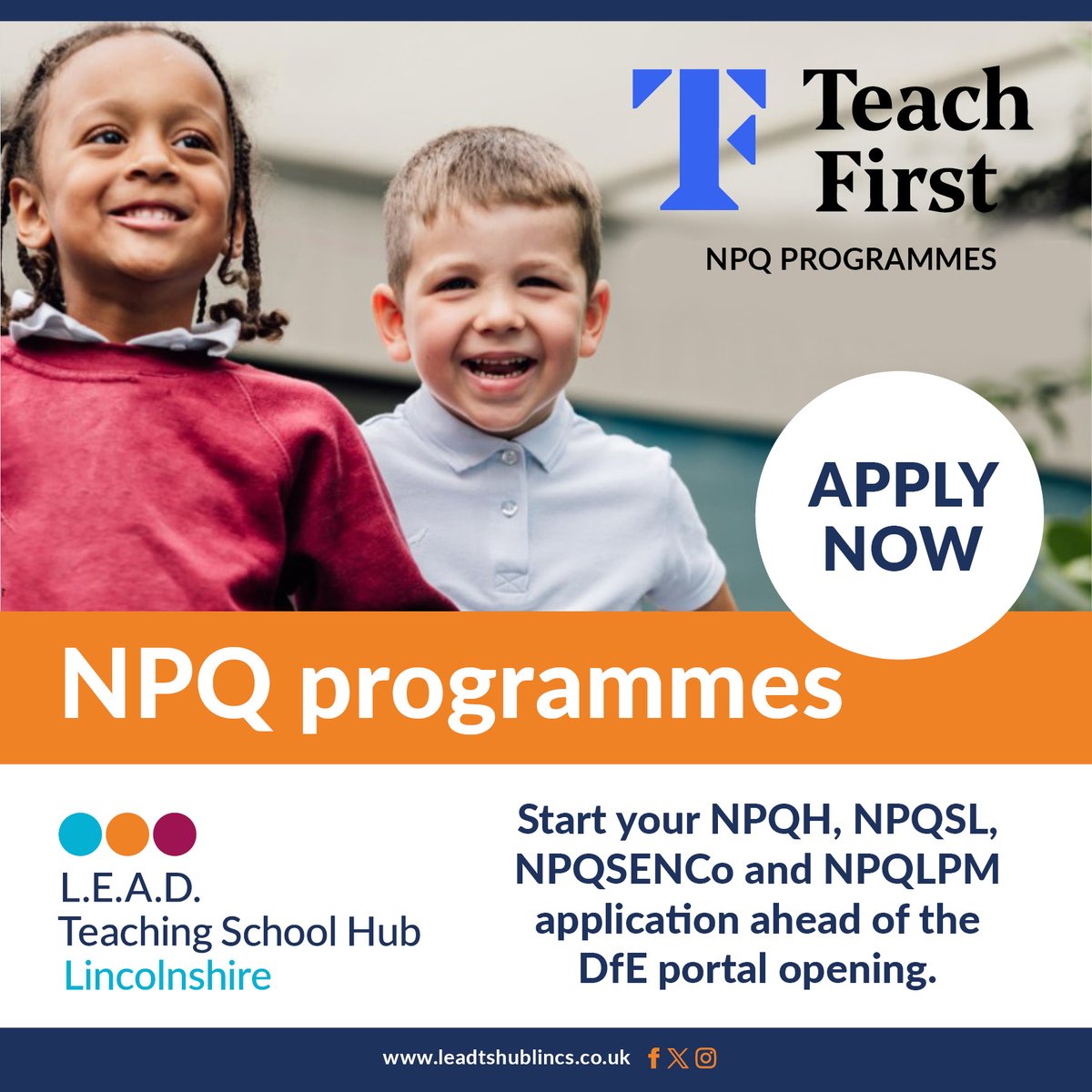 LEADTSHub's tweet photo. Don’t miss out! Limited places available for NPQ funding in Lincolnshire through L.EA.D. Teaching School Hub, in partnership with Ofsted outstanding providers. Follow this link to complete an application form today! https://t.co/yCWZACbD2Y https://t.co/O6poB22psh