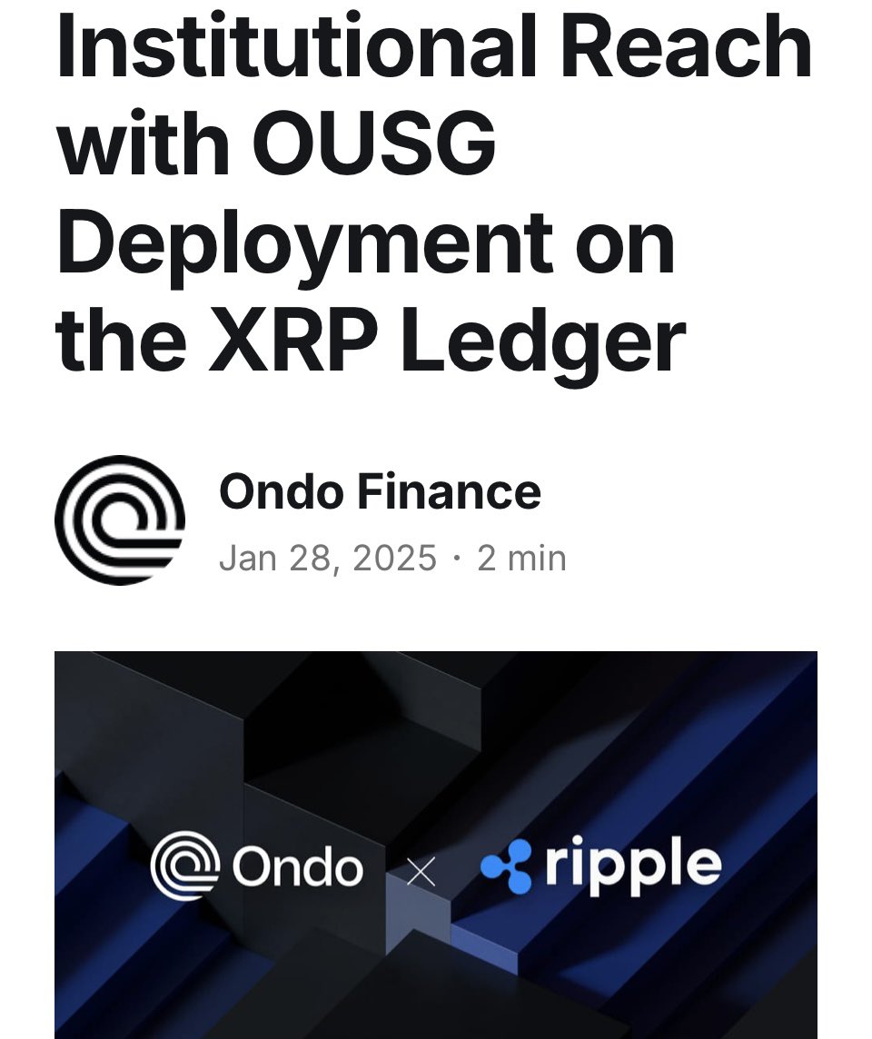 📣 Breaking: 
Institutional-Grade Ecosystem on #XRP Ledger. Compliant, yield-bearing investment product backed by the BlackRock USD Institutional Digital Liquidity Fund (BUIDL) and high-quality short-term US Treasuries.
👀 Blog👇🏽