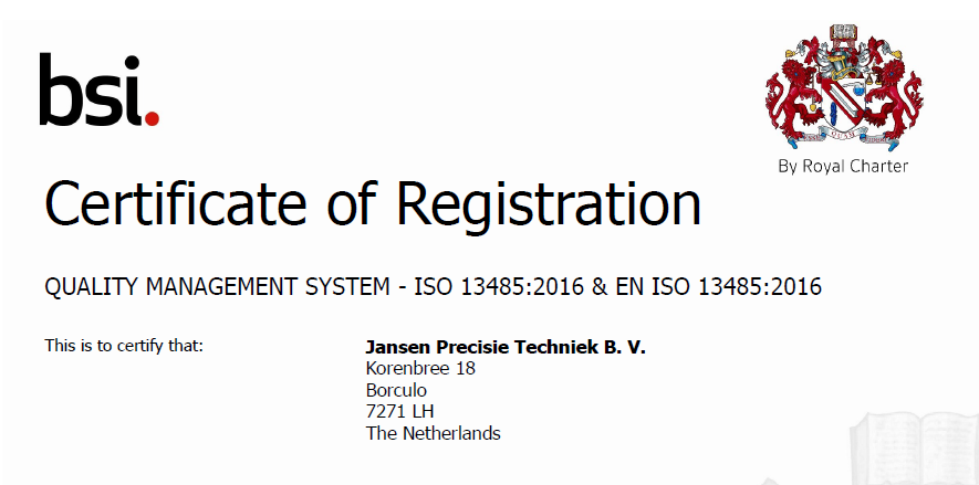 Proud to announce that Jansen Precision has been recertified for ISO 13485:2016. #medtech #iso13485 #qualitycontrol Go to jansenprecision.com for more info.