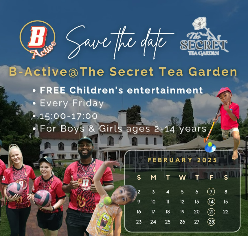 visitjoburg's tweet image. Join @the_secret_tea_garden_norscot every Friday between 3pm-5pm starting in February.

Children’s activities are FREE!

For more info contact us on 0832991753 - info@bactivegroup.com
#childrensactivities #fourways #bryanston #douglasdale #sandton #Welcome2Joburg #visitworkplay
