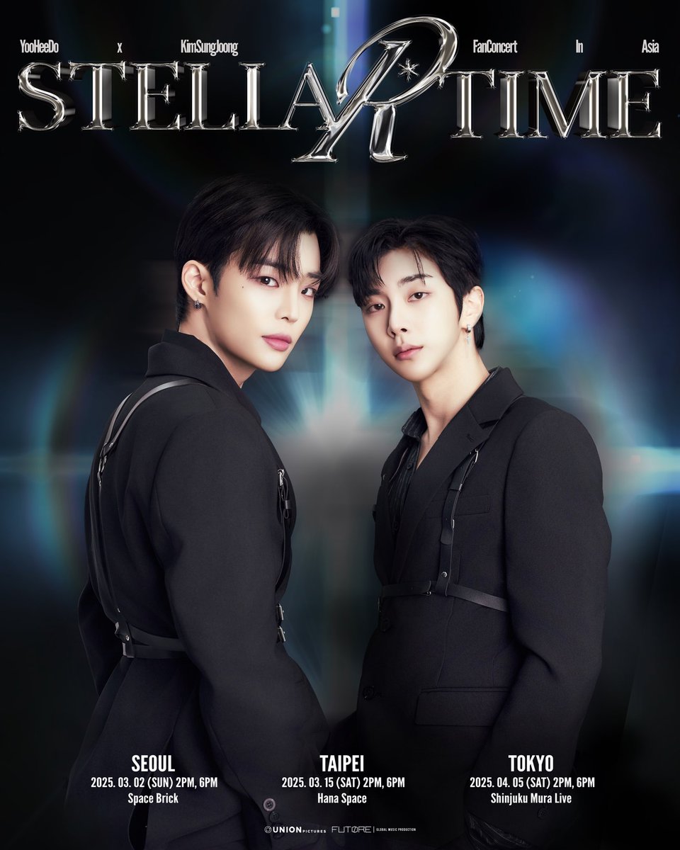 [Yoo Hee Do x Kim Sung Joong Fan Concert In Asia: Stellar Time]

📍Seoul Ticket Open: 1/31 1PM
🔗bit.ly/3PT701a

📍Taipei Ticket Open: 2/1 7PM
🔗bit.ly/4ggbYj5

📍Tokyo Ticket Open: 1/31 7PM
🔗bit.ly/4ax7jIp

#유희도 #김성중 #팀24시 #피크타임 #PEAKTIME