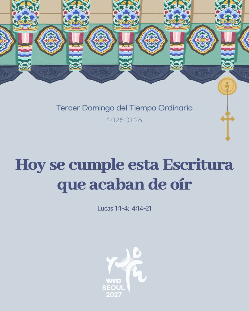 El pasado domingo fue el tercero del año. Dios Padre envió a Cristo a predicar la buena noticia del reino de Dios a los pobres. Seamos un solo corazón y un solo cuerpo a través de la palabra de Dios, y seamos quienes difunden el evangelio a muchas personas.

#Seoul2027 #JMJ2027