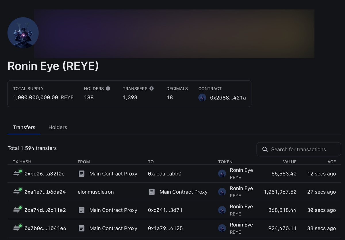 📢 $REYE Smart Contract Info Updated 📢

Launched on <a href="/tamadotmeme/">...</a> 

Details: app.roninchain.com/token/0x2d88f4…