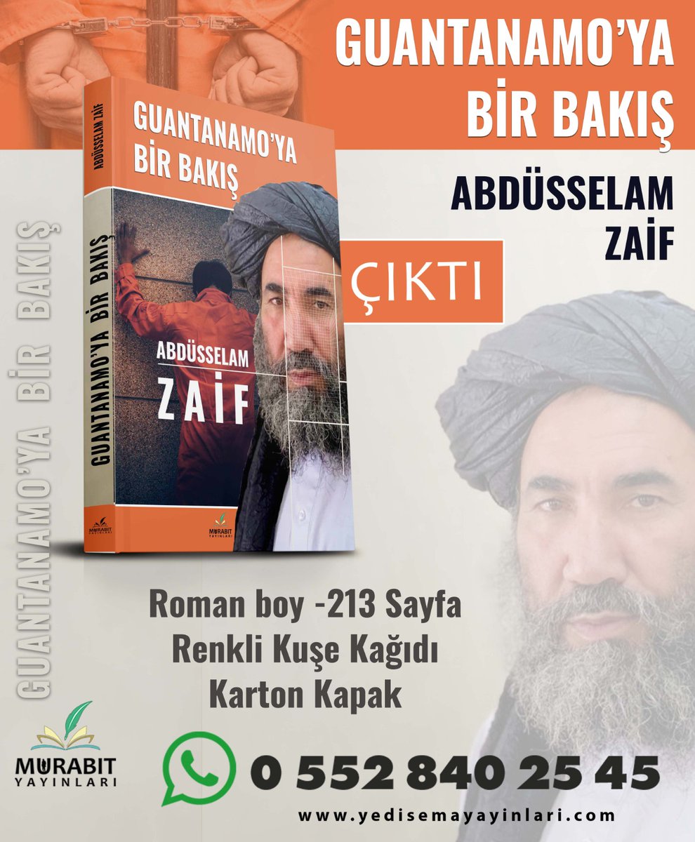 1.Taliban Dönemi Dışişleri Bakanı Molla Zaif'in 3 yıl 10 ay boyunca esaret altında kaldığı Guantanamo'yu ve gördüğü işkenceleri anlattığı eseri siz okuyucuların istifadesine sunuyoruz.
Bu muhteşem eseri 5 takipçimize hediye ediyoruz

Çekiliş Şartları: RT ve YORUM
01.02.2025 20:00