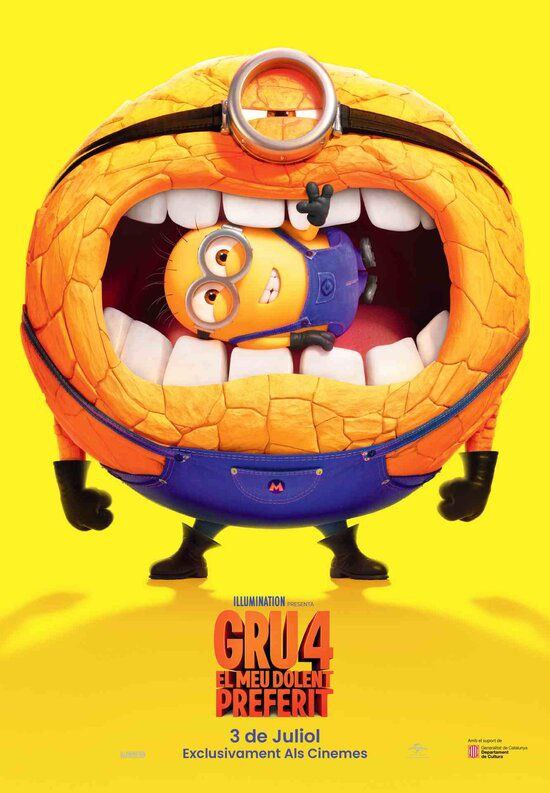 🎥 Dissabte 1 i diumenge 2, es projectarà en català "Gru 4" a Yelmo Cines Baricentro, la darrera pel·lícula inclosa en el Cicle de Cinema Infantil en Català (CINC) organitzat pel Servei Local de Català i Yelmo Cines.

🎟 Les sessions són a les 16 h a preu reduït de 4 euros