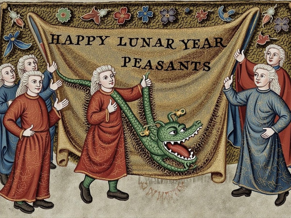 MedievalBinance's tweet photo. 📜 Hear Ye, Hear Ye! 📜

Rejoice, ye traders and hodlers, for the Lunar New Year hath arrived! 🏮🐉💰

May thy coffers overfloweth with silver and gold, and may thy hash rate be ever mighty! Let us honor this Year of the Dragon by conquering new markets, stacking more satoshis, and fending off the bears!

Happy Lunar New Year, ye crypto peasants! 🏰⚔️ #LunarNewYear