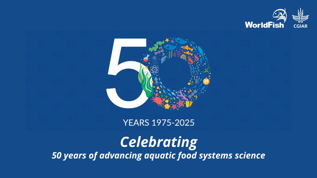 WorldFishCenter's tweet image. 🎉 This year marks WorldFish’s golden anniversary.
For 50 years, WorldFish has been working closely with partners, delivering evidence-based science and innovations to empower small-scale #fishers and farmers.
Dive through our journey: worldfishcenter.org/worldfish-50
#AquaticFoods