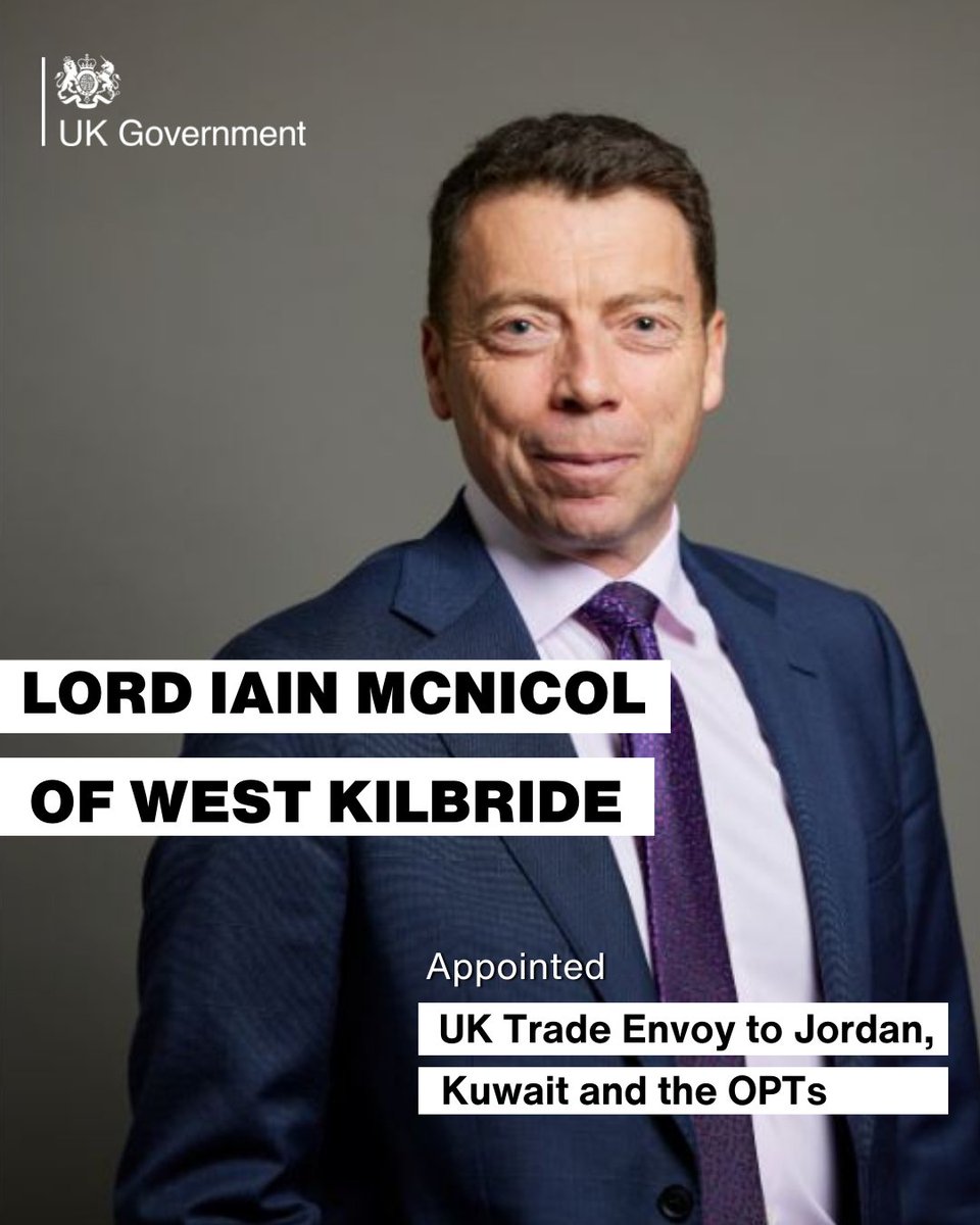 UK Department for Business and Trade MEaP (@tradegovukmeap) on Twitter photo We are delighted to welcome Mohammad Yasin MP <a href="/YasinForBedford/">Mohammad Yasin MP</a> as the UK's Trade Envoy for Pakistan, and Lord <a href="/IainMcNicol/">Iain McNicol</a> as the UK's Trade Envoy for Jordan, Lebanon and the OPTs. <a href="/UKinJordan/">UK in Jordan 🇬🇧🇯🇴</a> <a href="/ukinkuwait/">UK in Kuwait</a> <a href="/ukinpakistan/">UK in Pakistan 🇬🇧🇵🇰</a> <a href="/UKinJerusalem/">UK in Jerusalem🇬🇧</a> We are delighted to welcome Mohammad Yasin MP <a href="/YasinForBedford/">Mohammad Yasin MP</a> as the UK's Trade Envoy for Pakistan, and Lord <a href="/IainMcNicol/">Iain McNicol</a> as the UK's Trade Envoy for Jordan, Lebanon and the OPTs. <a href="/UKinJordan/">UK in Jordan 🇬🇧🇯🇴</a> <a href="/ukinkuwait/">UK in Kuwait</a> <a href="/ukinpakistan/">UK in Pakistan 🇬🇧🇵🇰</a> <a href="/UKinJerusalem/">UK in Jerusalem🇬🇧</a>