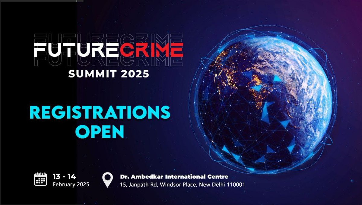 🔐 The future of cybersecurity is here! 

Get ready for Future Crime Summit 2025 – where experts, innovators, and thought leaders converge to tackle the evolving landscape of cyber threats.

📅 February 13-14, 2025
📍 Dr. Ambedkar International Centre, New Delhi