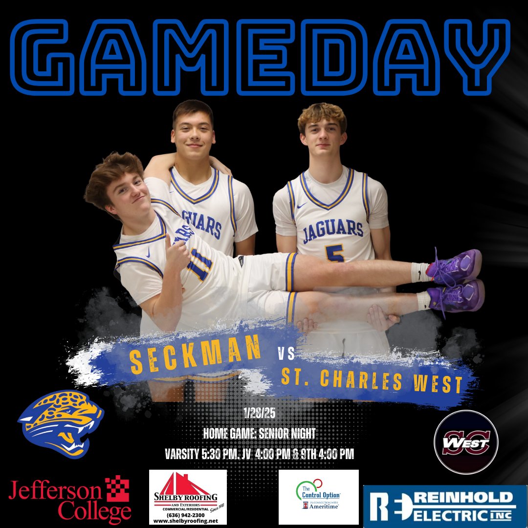 Seckman_Hoops's tweet photo. Gameday! Come out and support your seniors tonight at senior night! We play St. Charles West at home at 5:30 PM! JV and 9th play at 4:00pm as well. Senior Night Festivities will take place after the varsity boys game! https://t.co/dH9VrEjUjP
