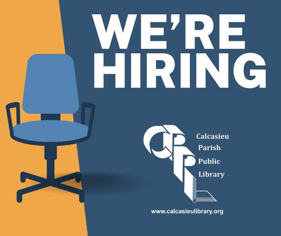 cppllibrary's tweet image. Several new positions are open at #CPPL!

Follow this link: calcasieulibrary.bamboohr.com/careers, to view details and to apply online.

Follow this link, calcasieulibrary.org/employment, to view the benefits package.