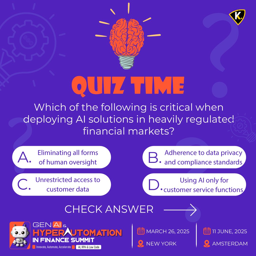 aaisummit's tweet photo. QUIZ TIME!

Drop your answer in the comments! Let’s see who gets it right.

Join us at the Gen AI &amp; HyperAutomation in Finance Summit

📅 New York: March 26, 2025
📅 Amsterdam: June 11, 2025

👉 Learn more: https://t.co/45siKryGXb
Contact US: chloe@kinfos.co.uk https://t.co/Zq1iQHWbAR