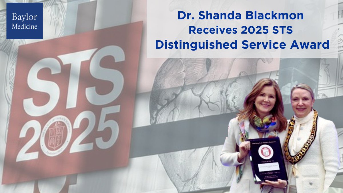 BCM_Surgery (@bcm_surgery) on Twitter photo Congratulations to <a href="/ShandaBlackmon/">Shanda Blackmon, MD, MPH</a>, MD, <a href="/bcmhouston/">BCMHouston</a>, recipient of the 2025 STS Distinguished Service Award for her exceptional contributions to cardiothoracic surgery. We are incredibly fortunate to have such an outstanding leader and innovator at Baylor! Congratulations to <a href="/ShandaBlackmon/">Shanda Blackmon, MD, MPH</a>, MD, <a href="/bcmhouston/">BCMHouston</a>, recipient of the 2025 STS Distinguished Service Award for her exceptional contributions to cardiothoracic surgery. We are incredibly fortunate to have such an outstanding leader and innovator at Baylor!