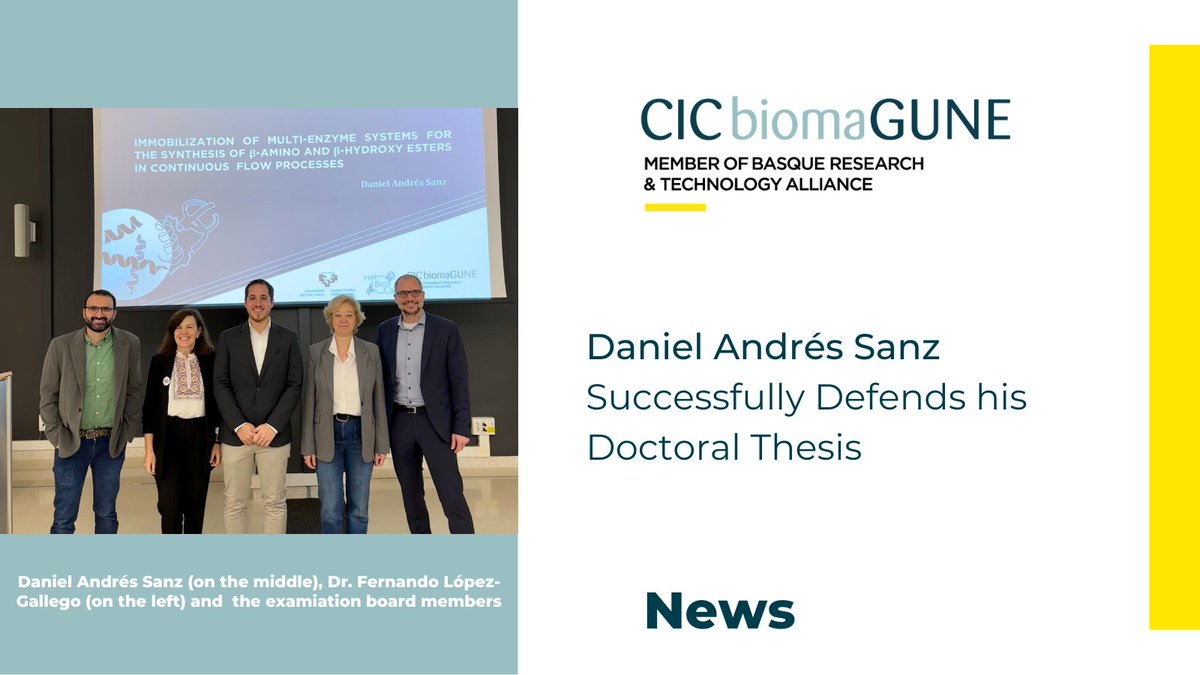 🎉 Congratulations to Daniel Andrés Sanz for successfully defending his PhD thesis, under the supervision of <a href="/Ikerbasque/">Ikerbasque</a> Research Professor Fernando López-Gallego! 👏 

Well done Daniel! 🎆

More info 👉cicbiomagune.es/new-detail?id=… 

#PhDDefense #Biocatalysis <a href="/HetBiocat/">HetBiocat</a>