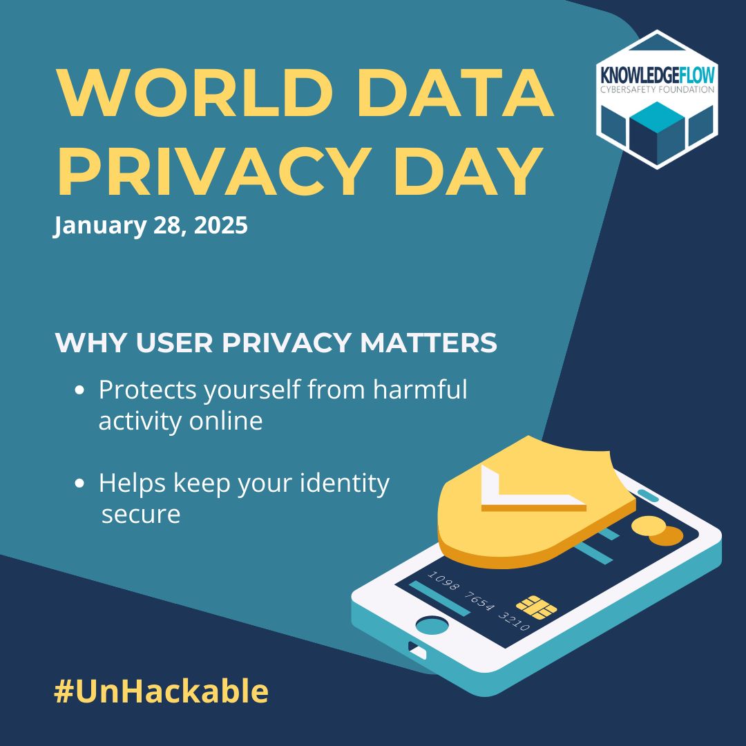 notonmyinternet's tweet image. 🗓️January 28 is World Privacy Day which promotes awareness about maintaining privacy online both for individuals and corporations!
Visit KnowledgeFlow.org for resources on how to effectively protect your privacy.
#Cybersafety #UnHackable #KnowledgeFlow #Worldprivacyday