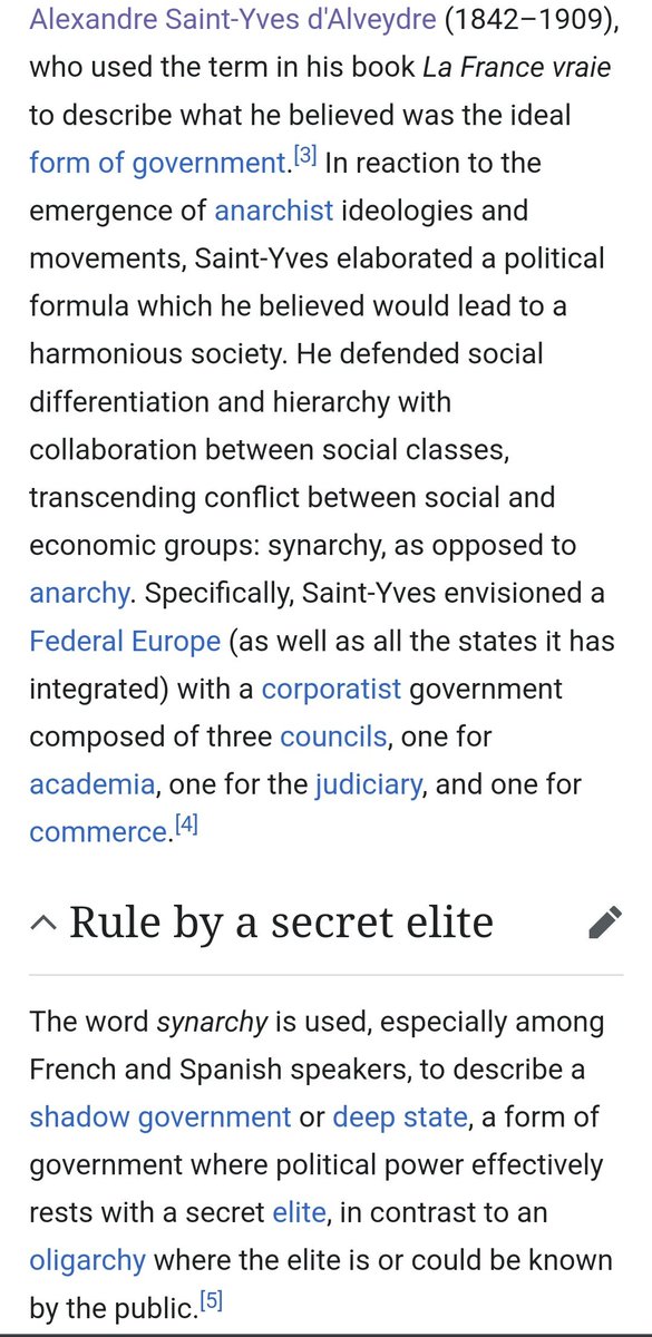 DavidTaormia's tweet image. The most substantial early use of the word #synarchy comes from the writings of Alexandre Saint-Yves d&apos;Alveydre (1842–1909), who used the term in his book La France vraie to describe what he believed was the ideal form of government.