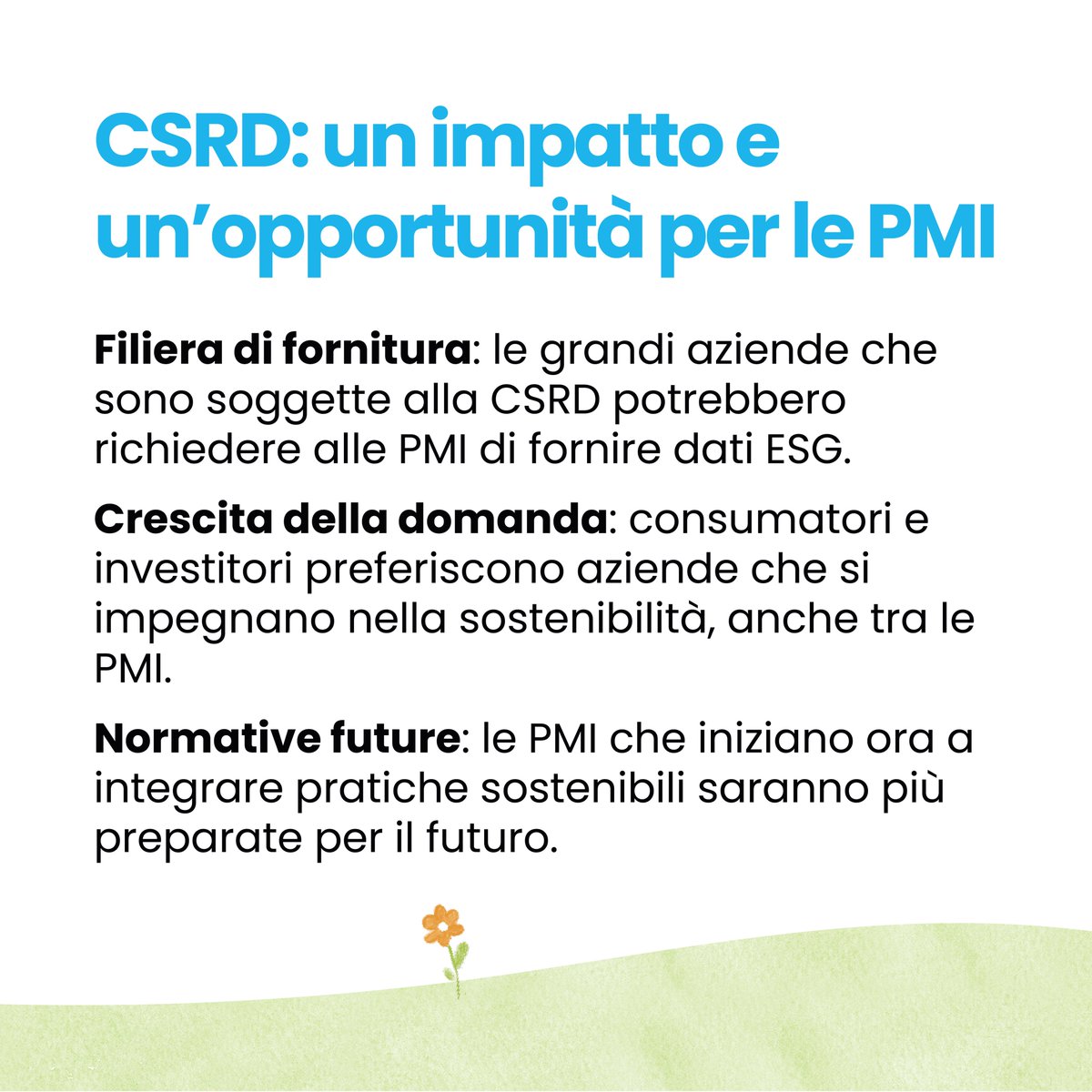 TreCuori's tweet photo. Dal 1° gennaio 2025 il Bilancio di sostenibilità è diventato obbligatorio anche per le grandi società non quotate, ma le PMI non sono esenti da effetti indiretti. Vuoi scoprire come integrare la sostenibilità nella tua PMI? Contatta TreCuori per iniziare oggi stesso! https://t.co/dY6zf4gnrb