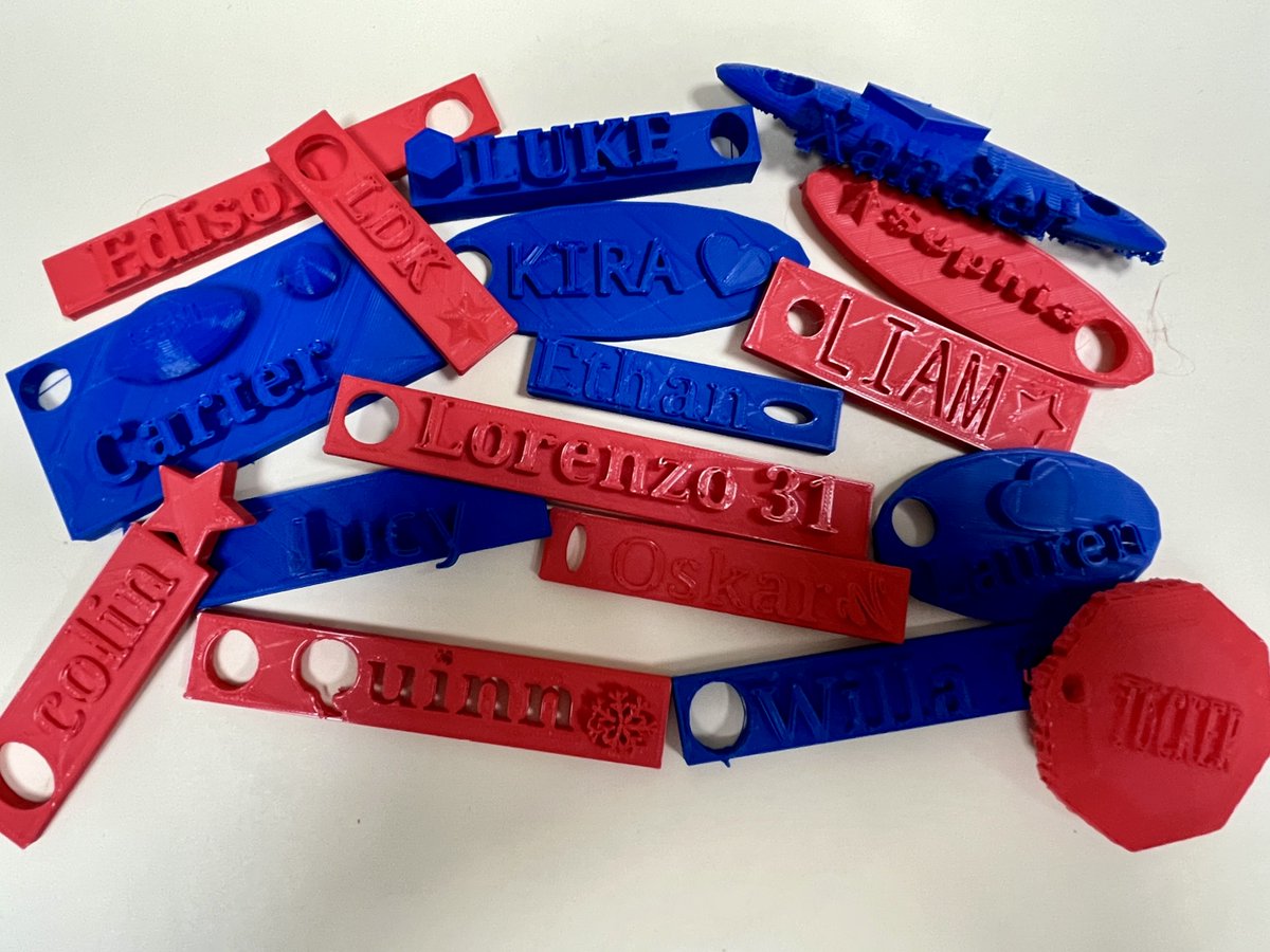 mrs_schwartz's tweet photo. The Nord 3D printers are buzzing! Our 4th &amp; 5th grade Computer Science Club designed custom keychains—a perfect intro to 3D design. Students explored layering shapes, adding text, and creating cutouts. Each unique keychain reflects their creativity &amp; personality! https://t.co/VGjtYlhXc2