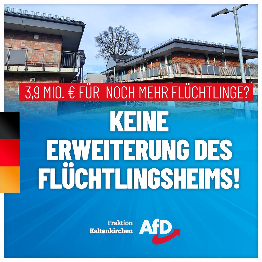 Keine Erweiterung der Flüchtlingsunterkunft am Kamper Stieg in Kaltenkirchen!

In der heutigen Sitzung der Stadtvertretung steht die Freigabe von Haushaltsmitteln zur Erweiterung der Flüchtlingsunterkunft „Kamper Stieg“ auf der Tagesordnung. Insgesamt sollen 3,9 Millionen Euro