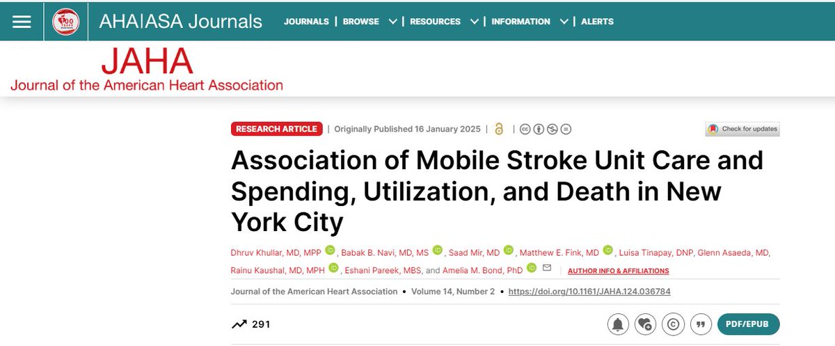 WCM Emergency Medicine (@wcmemergency) on Twitter photo Recent research from <a href="/WCMCNeurology/">Weill Cornell Neurology</a> and <a href="/WCMEmergency/">WCM Emergency Medicine</a> Nurses found that mobile stroke unit transport in a dense, urban environment was associated with a trend toward lower mortality rates at 1 year... ahajournals.org/doi/10.1161/JA… Recent research from <a href="/WCMCNeurology/">Weill Cornell Neurology</a> and <a href="/WCMEmergency/">WCM Emergency Medicine</a> Nurses found that mobile stroke unit transport in a dense, urban environment was associated with a trend toward lower mortality rates at 1 year... ahajournals.org/doi/10.1161/JA…