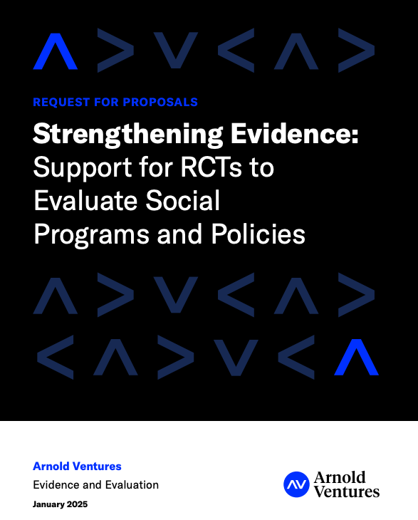 Arnold_Ventures's tweet photo. 🗓️ Save the Date | Our Evidence and Evaluation team is hosting an interactive 45-minute webinar on Tuesday, Feb. 11, at 12:00 p.m. ET. Gain insights into grant funding opportunities and hear more about the team's two new #RFPs.
Register here: https://t.co/2OQ9iqCDvJ https://t.co/0ft3eHHsVZ
