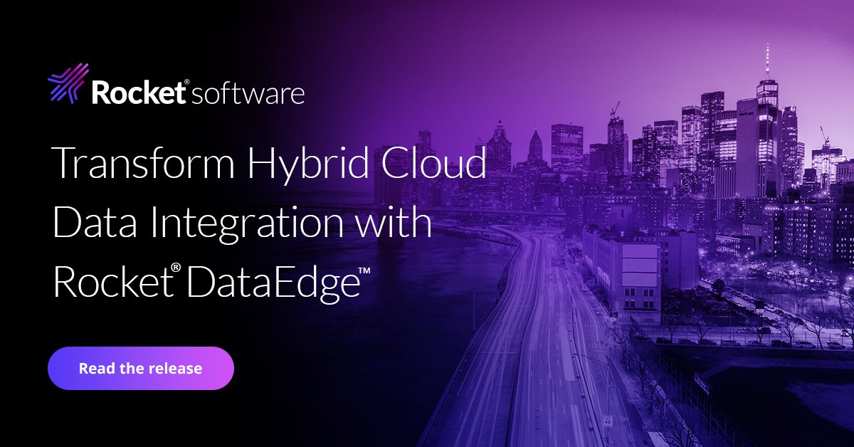 Rocket's tweet image. Rocket #DataEdge has arrived – bridging the gap between core transactional applications and cloud environments to provide seamless data discovery, integration, and management.