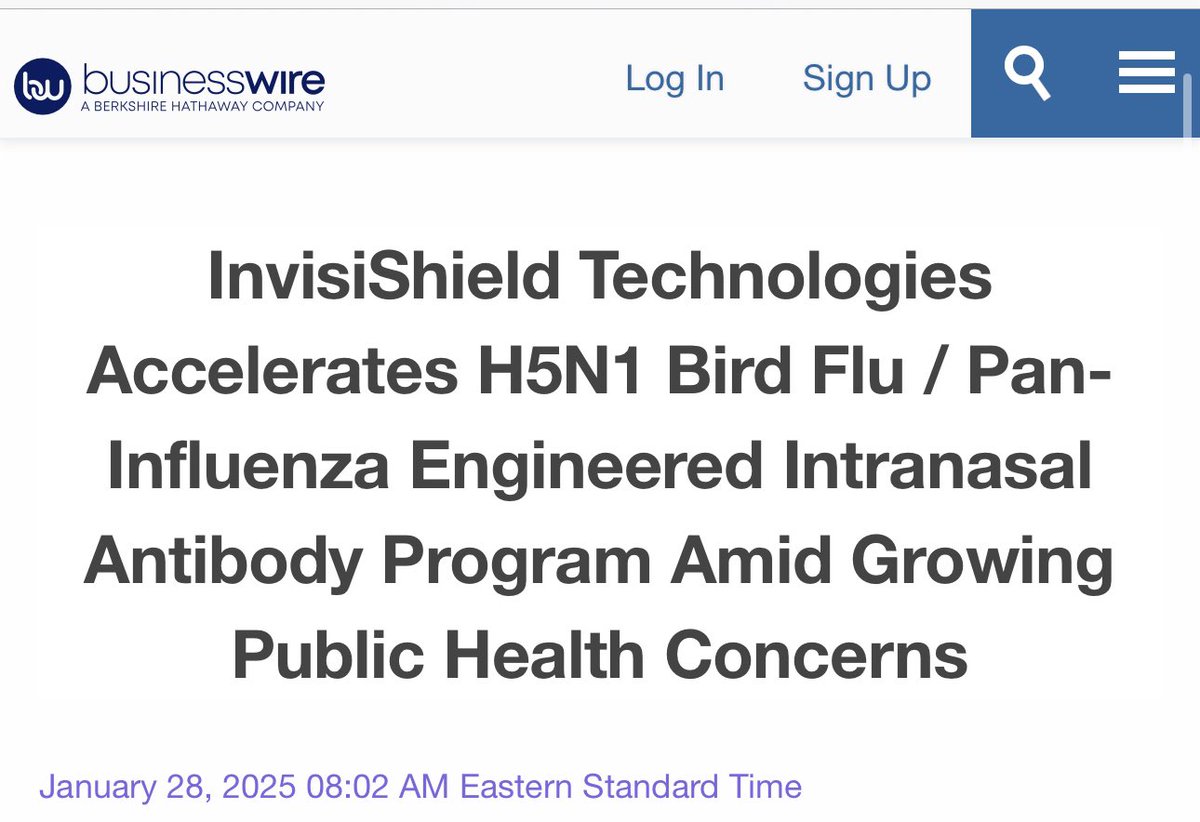 Bird flu is getting real. 

Mammal infections are stacking up, and now biotech firms are scrambling for intranasal antibodies. 

You don’t accelerate R&amp;D unless you see what’s coming.