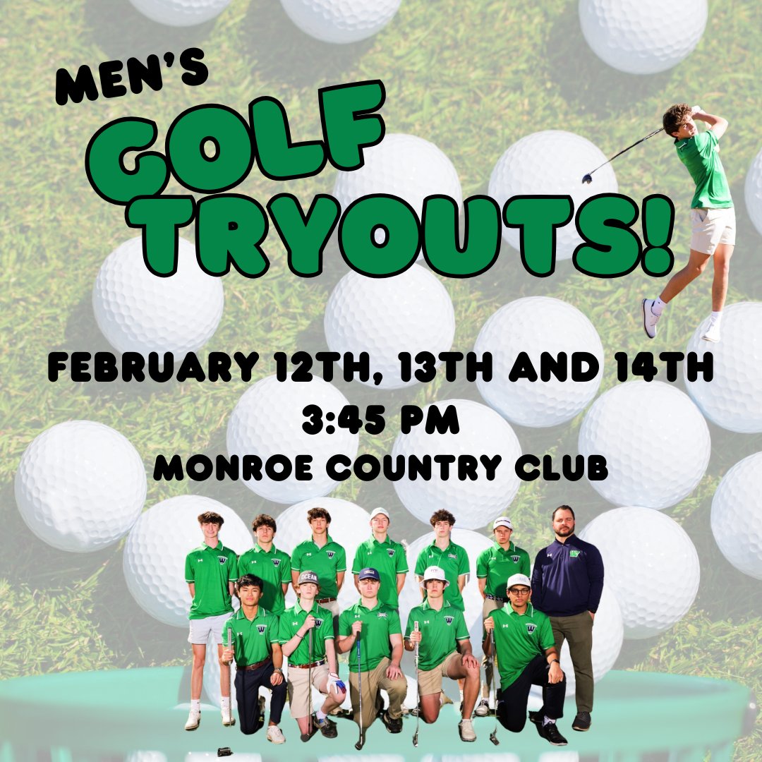 Weddington High School (@weddingtonhsnc) on Twitter photo Hey Warriors! Ready to hit the green and improve your game? Men's Golf tryouts are at Monroe Country Club on Wednesday, February 12th, Thursday, February 13th and Friday, February 14th at 3:45 pm.
<a href="/AGHoulihan/">Andrew G. Houlihan</a> <a href="/UCPSNC/">Union County Public Schools</a> Hey Warriors! Ready to hit the green and improve your game? Men's Golf tryouts are at Monroe Country Club on Wednesday, February 12th, Thursday, February 13th and Friday, February 14th at 3:45 pm.
<a href="/AGHoulihan/">Andrew G. Houlihan</a> <a href="/UCPSNC/">Union County Public Schools</a>
