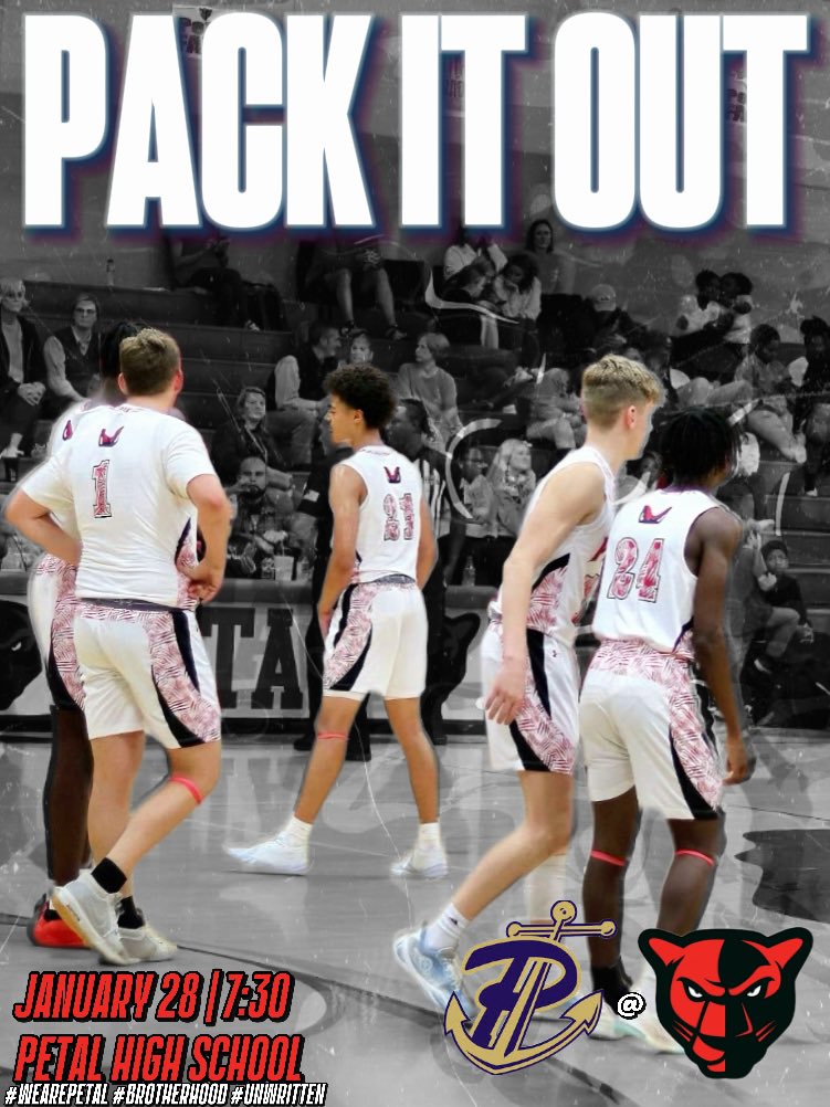 🚨 GAMEDAY 🚨

🆚 Pearl 
📍 Petal Gymnasium
⏰ 7:30 P.M.

#WEarePETAL | #Unwritten
