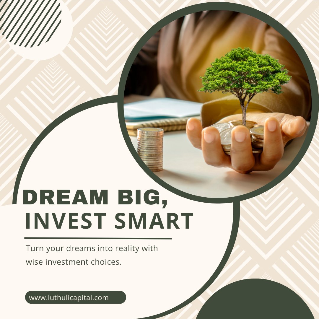 LuthuliCapital's tweet photo. Saving for a dream home?
Building a safety net for the unexpected?
Retiring early and traveling the world?
Paying for your children's education?

Whatever your goal, we want to help you get there! Contact us today: https://t.co/n6QtA8Z63I https://t.co/hMKizhl8yU