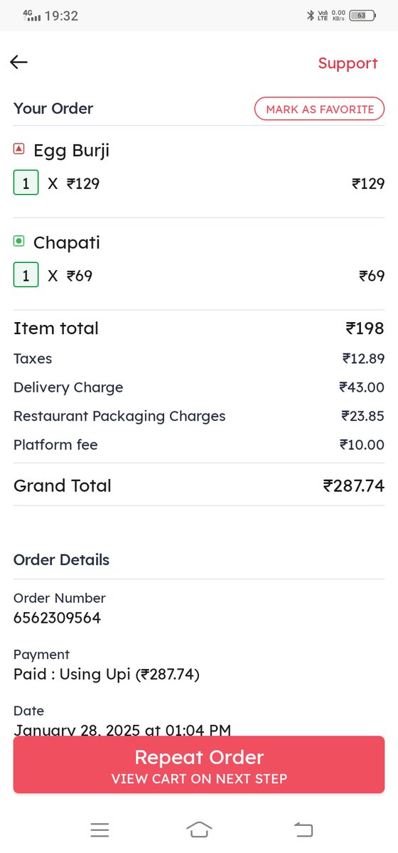 kht94950696's tweet photo. Is it really worth it @zomato ? 287 ruppess for 1 chapati and egg burji even 1 kg wheat flour price is 66 and here 1 chapati price is 69 nothing much to say 

@deepigoyal @RVCJ_FB @rvcjmovies https://t.co/yGWiBbO24j