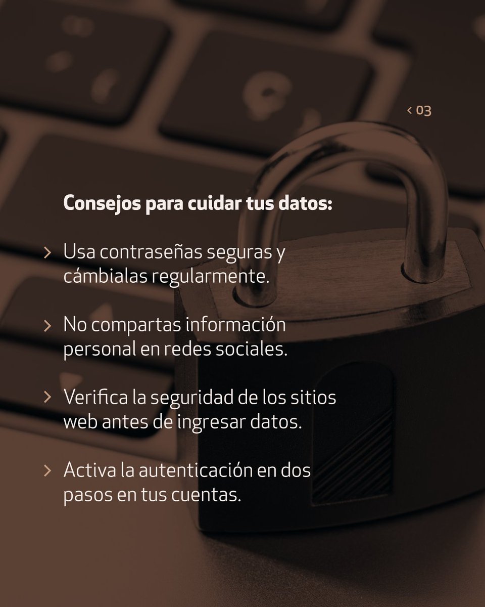 🔐Tus datos personales son valiosos y protegerlos es fundamental para tu seguridad y privacidad. En Medicina Personalizada, trabajamos cada día para garantizar la confidencialidad de tu información.

👉Compartimos algunos consejos para cuidar tus datos: