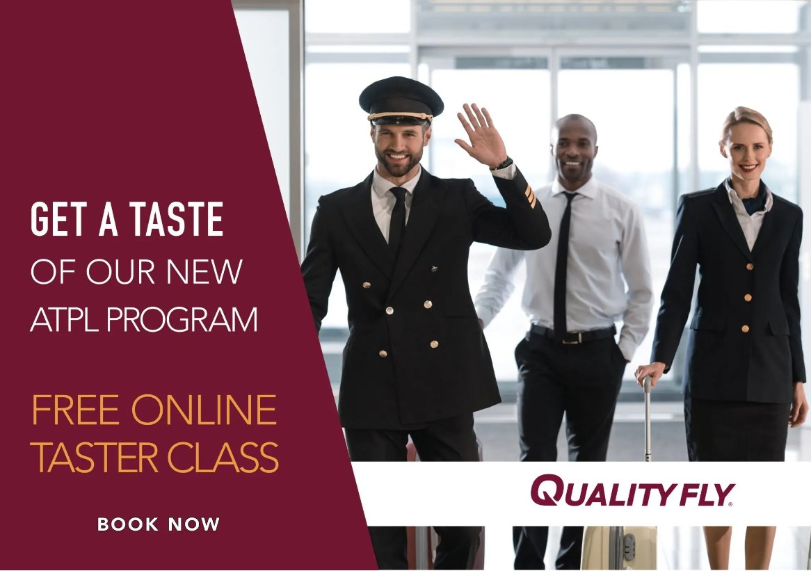 Quality_Fly's tweet photo. Looking to get a taste of ATPL Theory classes on our ATP Integrated program?

Next month we are holding another free live taster class, which will take place on Wednesday 19th February at 18:30 CET.

Join us by registering now: https://t.co/j0W5bfG4xq

#ATPL #pilottraining https://t.co/gDPSRmwpdS