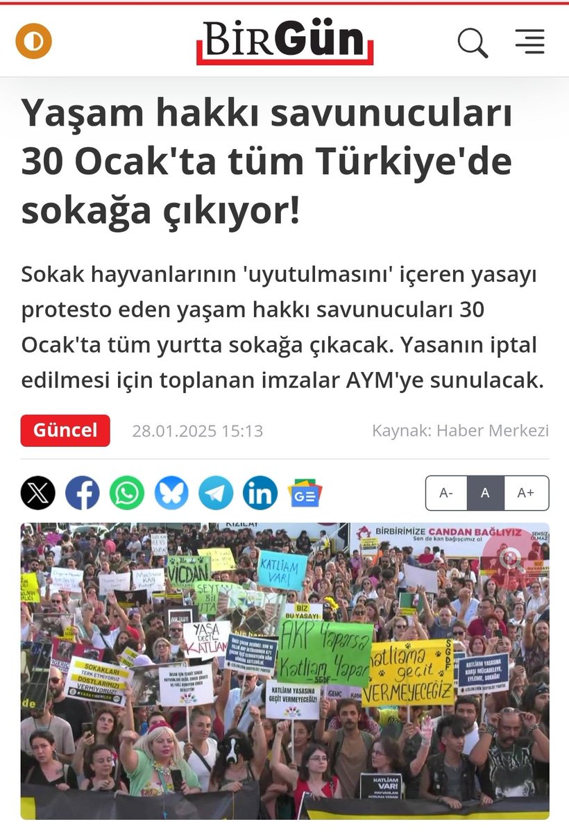 30 Ocak'ta Türkiye'nin her yerinden <a href="/AYMBASKANLIGI/">Anayasa Mahkemesi</a> 'na sesleneceğiz:
#AymYasayıİptalEt 

<a href="/yasamicinyasa/">Yaşam İçin Yasa #YaşamİçinYasa</a> <a href="/ankaranobette/">Sokaktayım Yanındayım</a> <a href="/gerceksokakta/">Sokaktayım Yanındayım</a> <a href="/Hayfed_Official/">HayFed-Hayvan Haklarını Koruma Federasyonu</a> <a href="/bur_hak/">BurHak - Hayvan Hakları Merkezi</a> <a href="/alwaysanimals34/">Yaşam Hakkı Savunucusu</a> <a href="/hhplatformu/">İstanbul Hayvan Hakları Platformu</a> <a href="/bipativer/">Bipativer</a> <a href="/izmiryasamhakki/">İzmir Yaşam Hakkı Savunucuları</a> <a href="/umraniye_hhi/">Ümraniye Hayvan Hakları İnisiyatifi</a> <a href="/Caferagapati/">Caferağa Mahallesi Hayvan Dostları 🐾</a> <a href="/odtuhaydost/">ODTÜ Hayvan Dostları</a> <a href="/derdodo06/">Dodo Der</a>