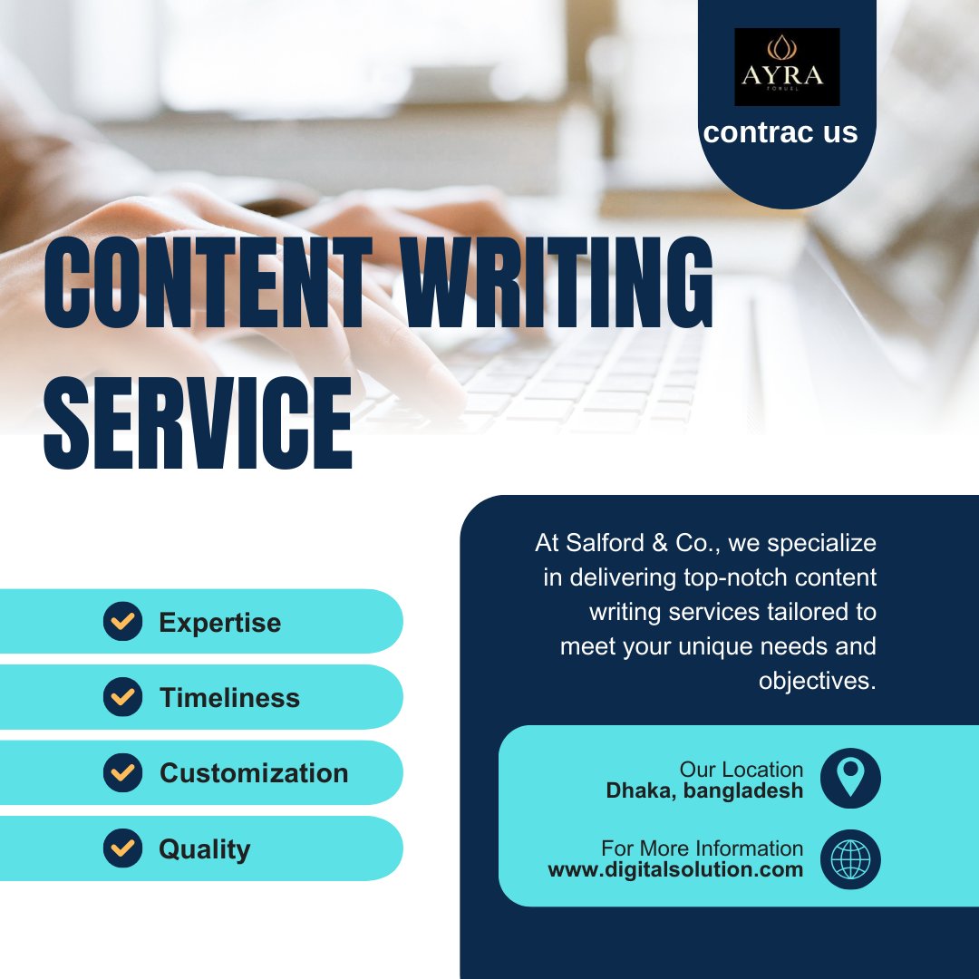samia_akte7's tweet image. AI Content Writing Service: Professional Content at Your Fingertips
Why Choose Us?
📷 Plagiarism-free &amp;amp; Original Writing
📷 Niche-Focused &amp;amp; Engaging Tone
📷 SEO-Friendly Content to Boost Visibility
📷 Quick Delivery &amp;amp; Professionalism
#ContentWritingService #AIWriting #SEOContent