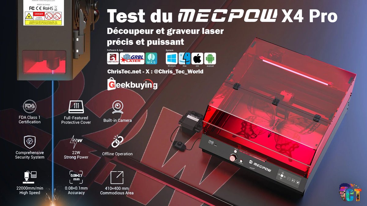 Chris_Tec_World's tweet photo. 💥Test de la #Mecpow X4 Pro 22W un graveur et découpeur laser performant avec sécurité intégrée, idéal pour découper divers matériaux avec précision. @mecpow
➡️Test : https://t.co/HR8YHcgy7N
➡️Vidéo : https://t.co/7CNbM7tTit
#ChrisTec #geekbuying #laser #MecpowX4Pro22W #Test https://t.co/3qi6AIHi5i