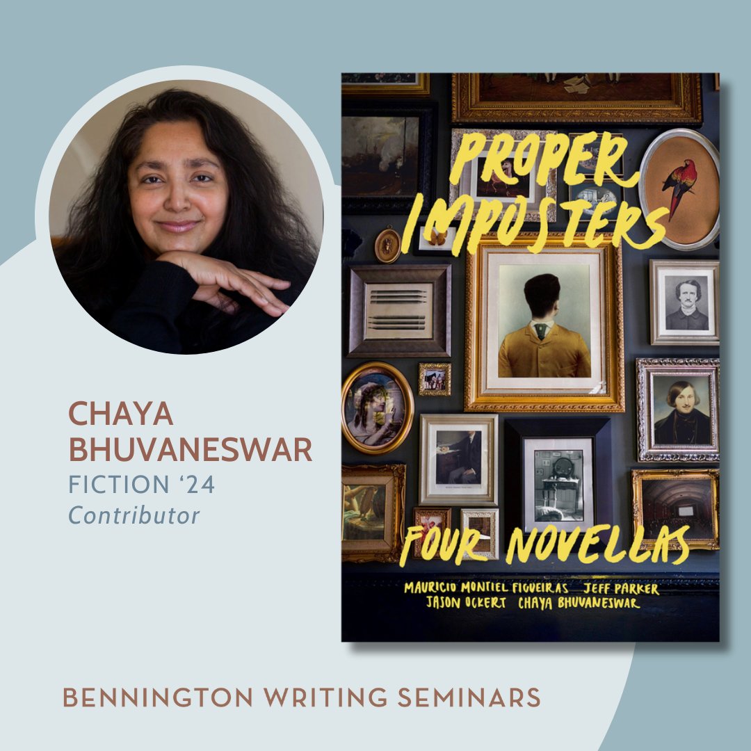 Bennington MFA (@bennmfa_writing) on Twitter photo Happy Publication Day to <a href="/chayab77/">Chaya Bhuvaneswar</a> Chaya Bhuvaneswar, MFA '24 (Fiction)! Her novella, LALITA, is out today as part of the collection, PROPER IMPOSTERS (Panhandler Books):
panhandlermagazine.com/books/proper-i… Happy Publication Day to <a href="/chayab77/">Chaya Bhuvaneswar</a> Chaya Bhuvaneswar, MFA '24 (Fiction)! Her novella, LALITA, is out today as part of the collection, PROPER IMPOSTERS (Panhandler Books):
panhandlermagazine.com/books/proper-i…