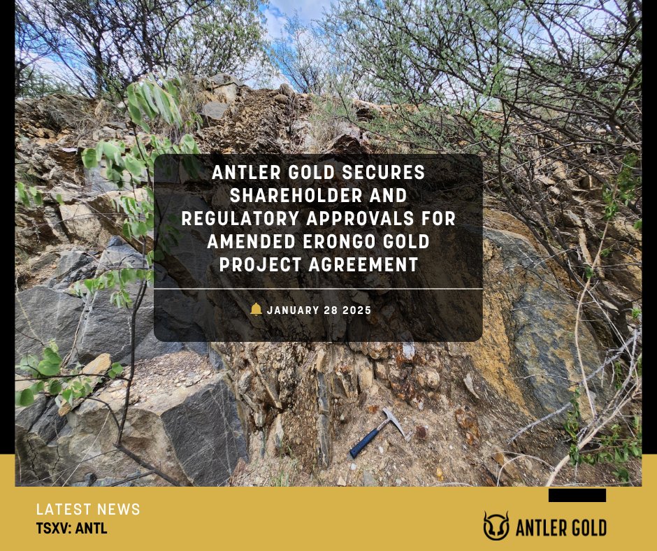 AntlerGold's tweet photo. $ANTL.V is pleased to announce that it has received the requisite shareholder approval and regulatory approval from the TSX Venture Exchange for the amending agreement dated December 5, 2024 to the agreement with Fortress Asset Management.: https://t.co/Lv4nmabdr8
 
#mining https://t.co/K2Ia9A13VK