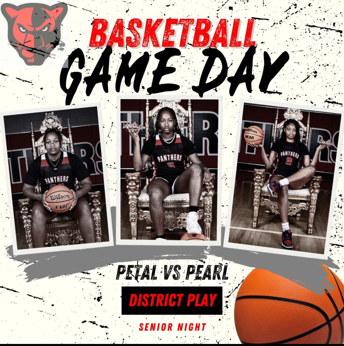 ⚠️GAMEDAY ⚠️
⭐️💫SENIOR NIGHT💫🌟

Come out tonight and support your Lady Panthers as we take on the Lady Pirates at home for district play! BE HERE EARLY! Senior presentation will follow. 

🆚 Petal High School
📍 Petal Gymnasium
⏰ Varsity 6pm

#WeArePetal #Family 🐾🏀🔴⚪️