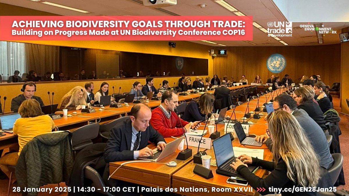 GENeva Environment Network (@genetwork) on Twitter photo #Live now!
#Trade policies & instruments can contribute to achieving global #biodiversity goals. Join this panel discussion on outcomes of <a href="/UNBiodiversity/">UN Biodiversity</a> #COP16 & how to build on them for sustainable trade practices.
▶️ tiny.cc/GEN28Jan25
📹 youtube.com/watch?v=02Pe9f… #Live now!
#Trade policies & instruments can contribute to achieving global #biodiversity goals. Join this panel discussion on outcomes of <a href="/UNBiodiversity/">UN Biodiversity</a> #COP16 & how to build on them for sustainable trade practices.
▶️ tiny.cc/GEN28Jan25
📹 youtube.com/watch?v=02Pe9f…