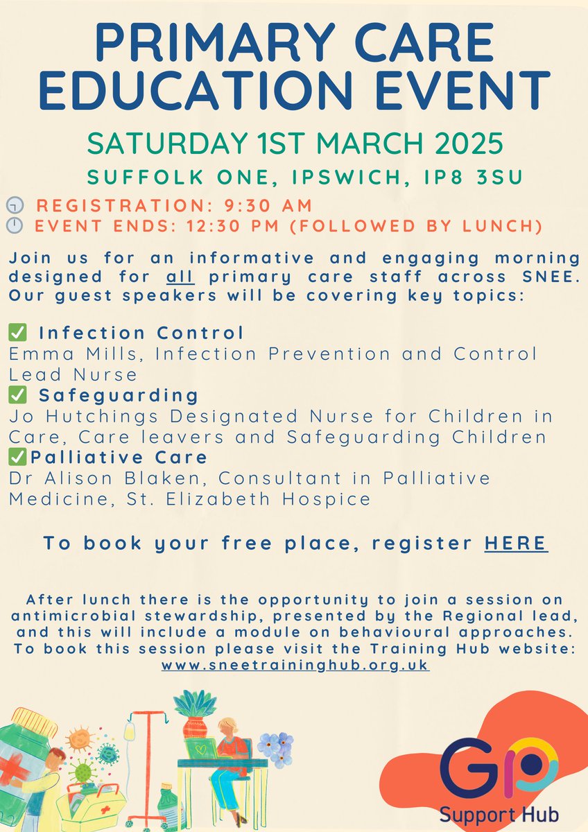 GP Support Hub (@gp_hub) on Twitter photo Come and join us for an educational morning followed by lunch on Saturday 1st March from 9.30am. See link below to book 👇eventbrite.co.uk/e/primary-care…
<a href="/SNEEICB_IES/">NHS SNEE ICB - Ipswich and east Suffolk</a> <a href="/SNEEICB_NEE/">NHS SNEE ICB - north east Essex</a> <a href="/SNEEICB_WS/">NHS SNEE ICB - west Suffolk</a> <a href="/SNEETrainingHub/">SNEE Training Hub</a> Come and join us for an educational morning followed by lunch on Saturday 1st March from 9.30am. See link below to book 👇eventbrite.co.uk/e/primary-care…
<a href="/SNEEICB_IES/">NHS SNEE ICB - Ipswich and east Suffolk</a> <a href="/SNEEICB_NEE/">NHS SNEE ICB - north east Essex</a> <a href="/SNEEICB_WS/">NHS SNEE ICB - west Suffolk</a> <a href="/SNEETrainingHub/">SNEE Training Hub</a>