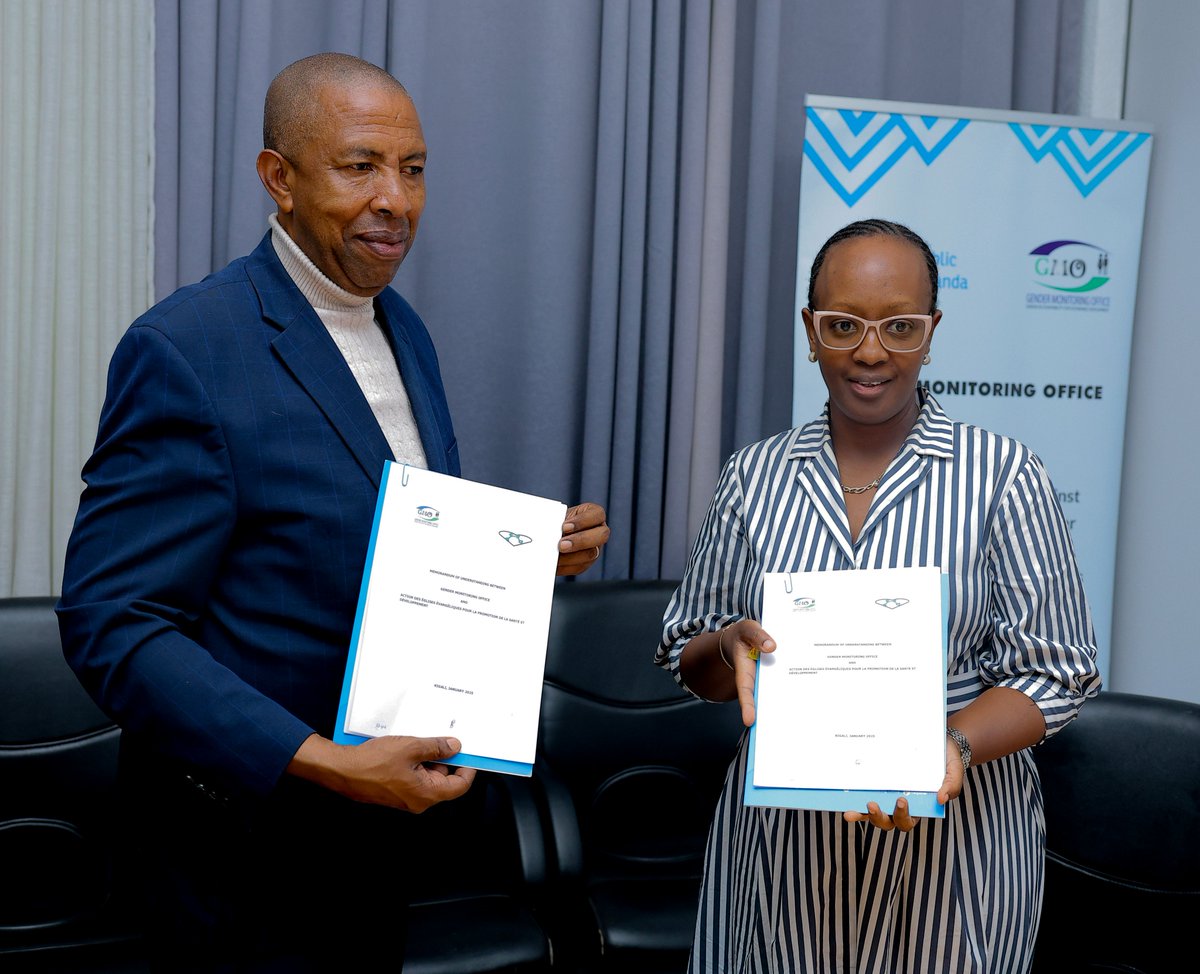 GenderMonitorRw's tweet image. Exciting News! Today, the Gender Monitoring Office signed a 5 Years Memorandum of Understanding (MoU) with ACTION DES ÉGLISES ÉVANGÉLIQUES POUR LA PROMOTION DE LA SANTÉ ET DÉVELOPPMENT (AESD)
to enhance accountability for Gender Equality and improve GBV service delivery.