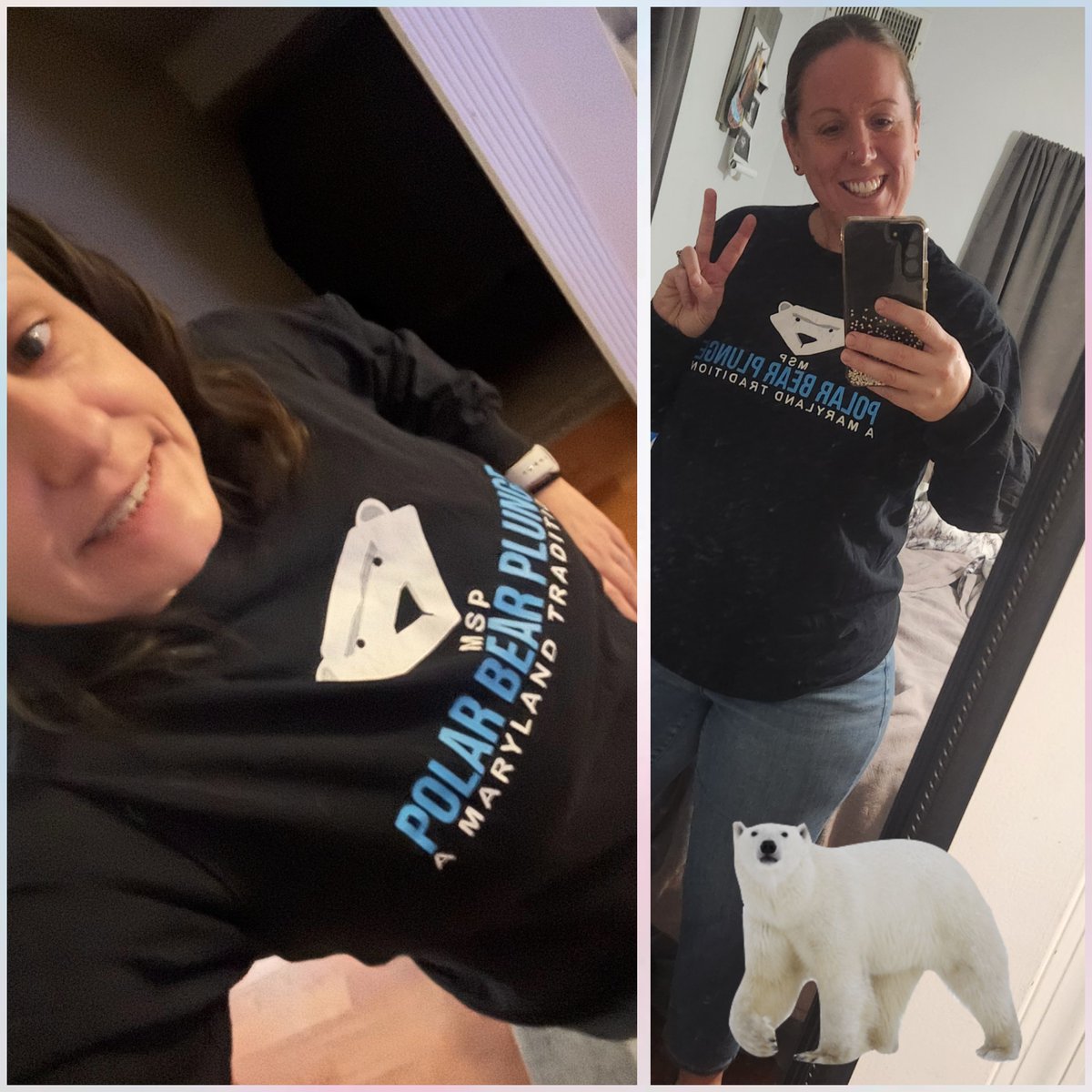 Twinning with my bestie <a href="/clausen_heather/">Heather Clausen</a> 4 days before the <a href="/PlungeMD/">Beary White</a>!! Can't wait!!! #year10 #teamholidaypartyattheplunge